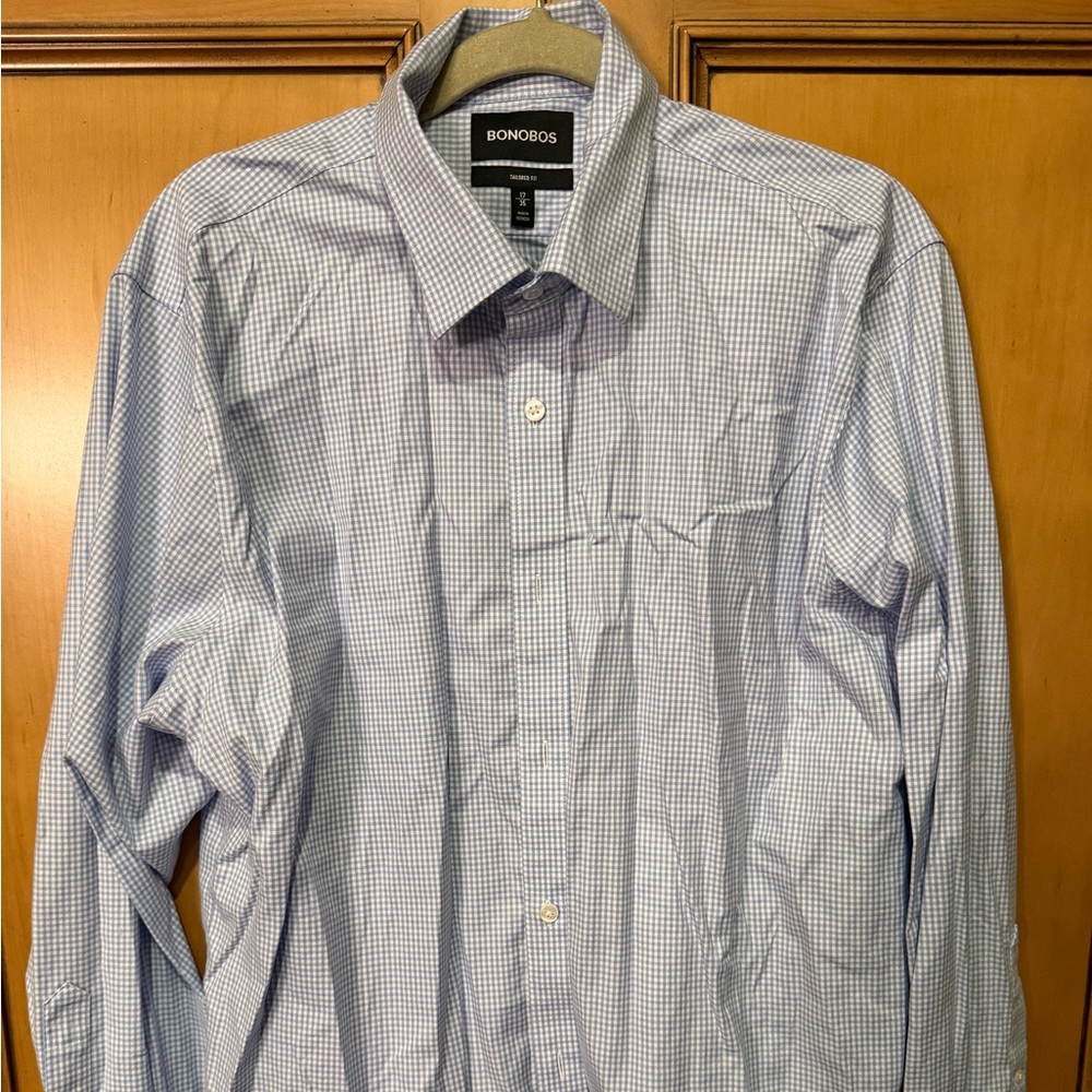 Bonobos Light Blue Checkered Dress Shirt